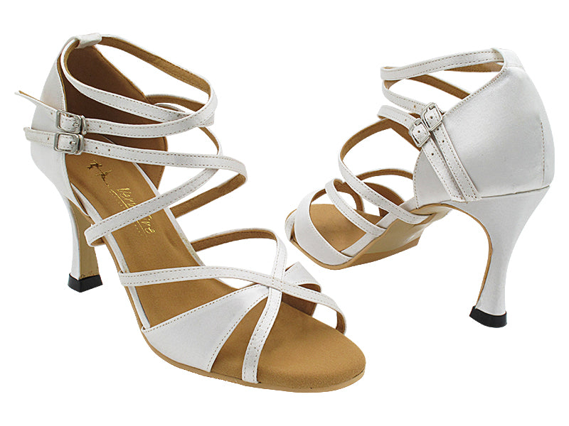 2829DXLEDSS White Satin with 3&quot; Flare Heel (5059) in the photo