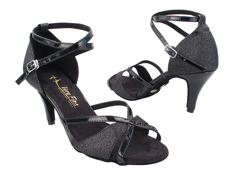 2829LEDSS Black Stardust_Black Patent Trim with 2.75&quot; Stiletto Heel (385) in the photo