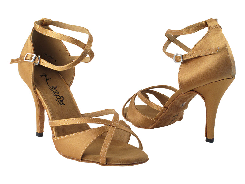 2829LEDSS Brown Satin_Brown Satin Trim with 3.5" Stiletto Heel in the photo