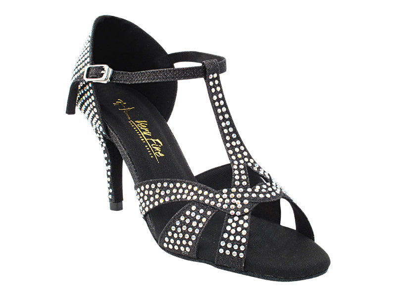 2839Bling Black Glitter Satin with 3.5&quot; Stiletto Heel (575) in the photo