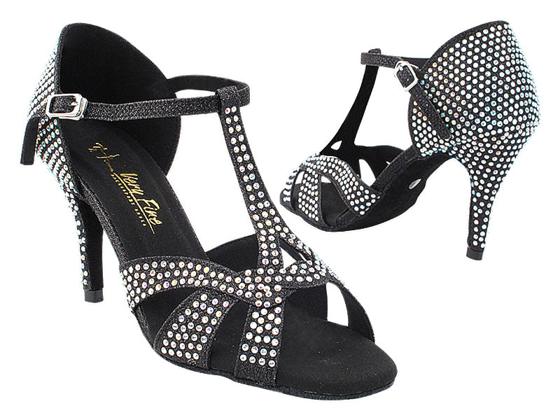 2839Bling Black Glitter Satin with 3.5&quot; Stiletto Heel (575) in the photo