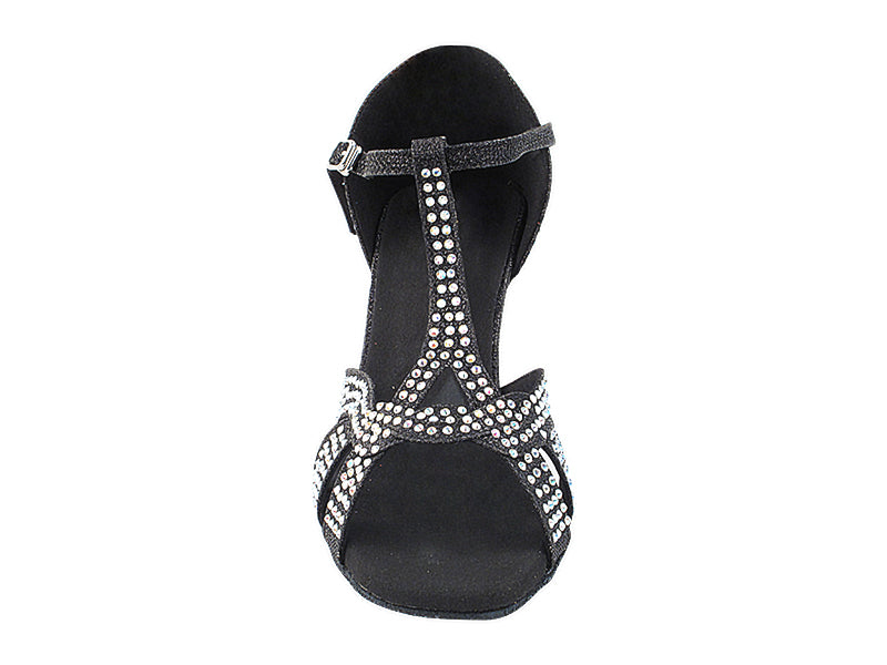 2839Bling Black Glitter Satin with 3.5&quot; Stiletto Heel (575) in the photo