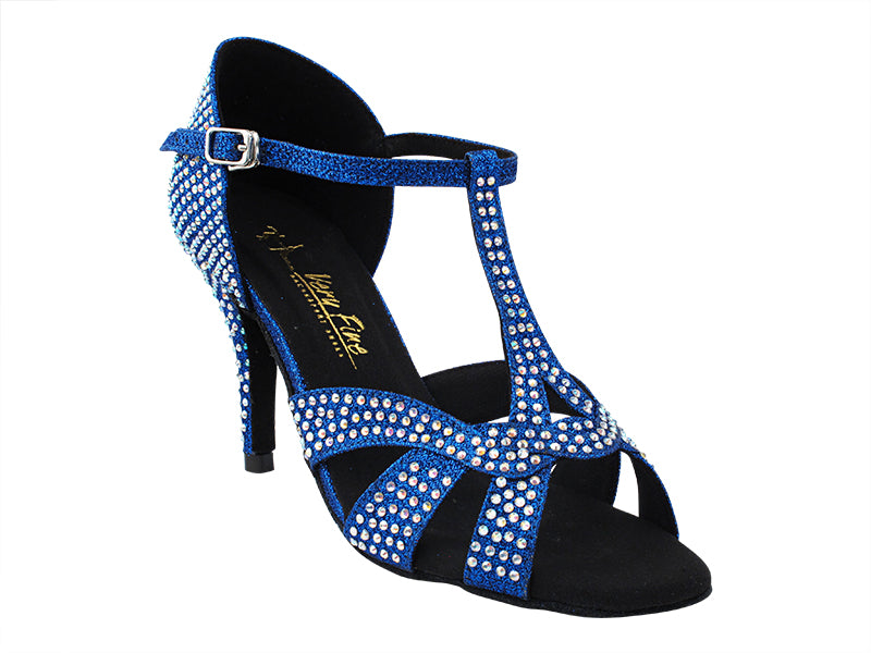 2839Bling Blue Glitter Satin with 3.5&quot; Stiletto Heel (575) in the photo