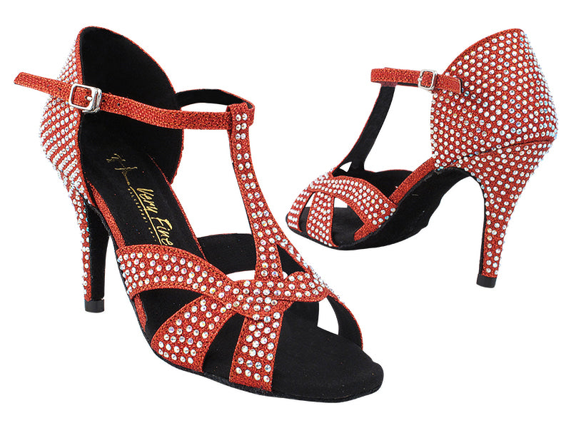 2839Bling Red Glitter Satin with 3.5&quot; Stiletto Heel (575) in the photo