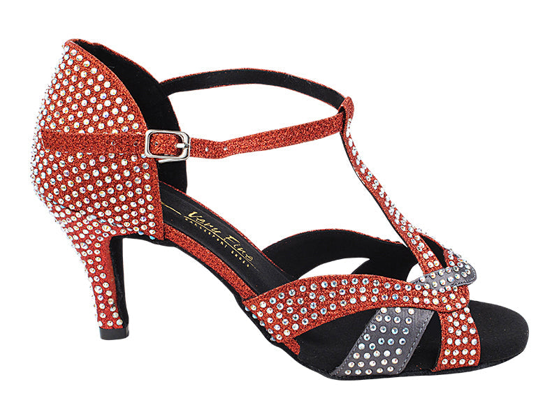 2839Bling 074 Red Satin &amp; 079 Grey Satin_FMS with 3&quot; Stiletto Heel (428) in the photo