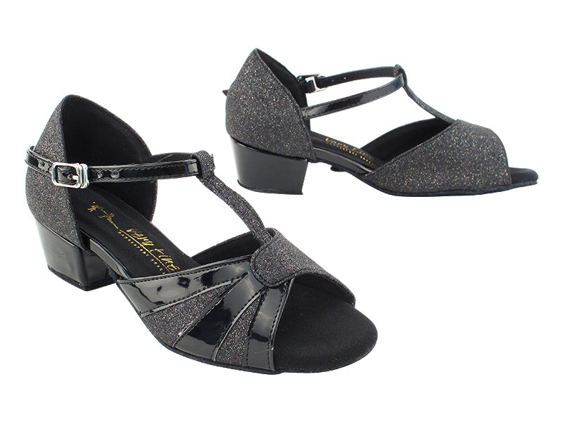 2901GLEDSS Black Glitter &amp; Black Patent with 1.5&quot; heel in the photo