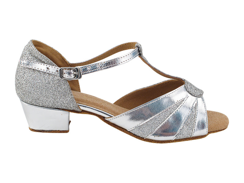 2901GLEDSS Silver Glitter &amp; Silver Leather with 1.5&quot; heel in the photo