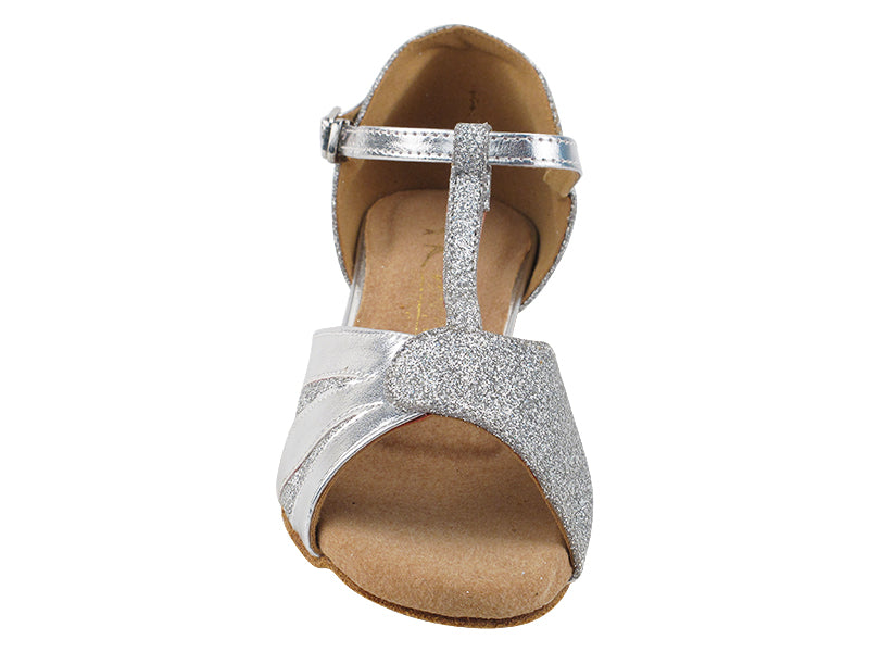 2901GLEDSS Silver Glitter &amp; Silver Leather with 1.5&quot; heel in the photo