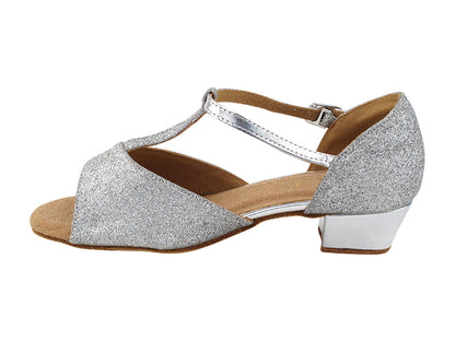 2901GLEDSS Silver Glitter &amp; Silver Leather with 1.5&quot; heel in the photo