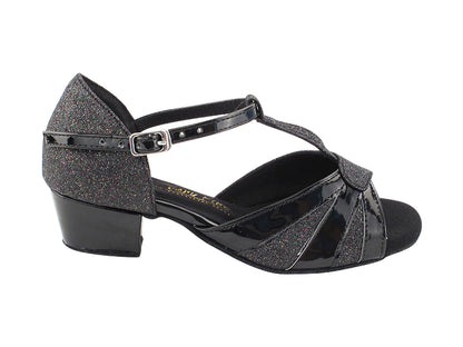 2901GLEDSS Black Glitter &amp; Black Patent with 1.5" heel in the photo