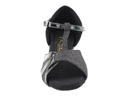 2901GLEDSS Black Glitter &amp; Black Patent with 1.5" heel in the photo