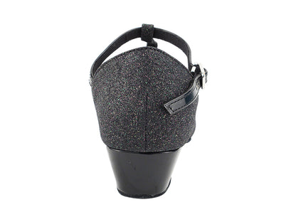 2901GLEDSS Black Glitter &amp; Black Patent with 1.5" heel in the photo