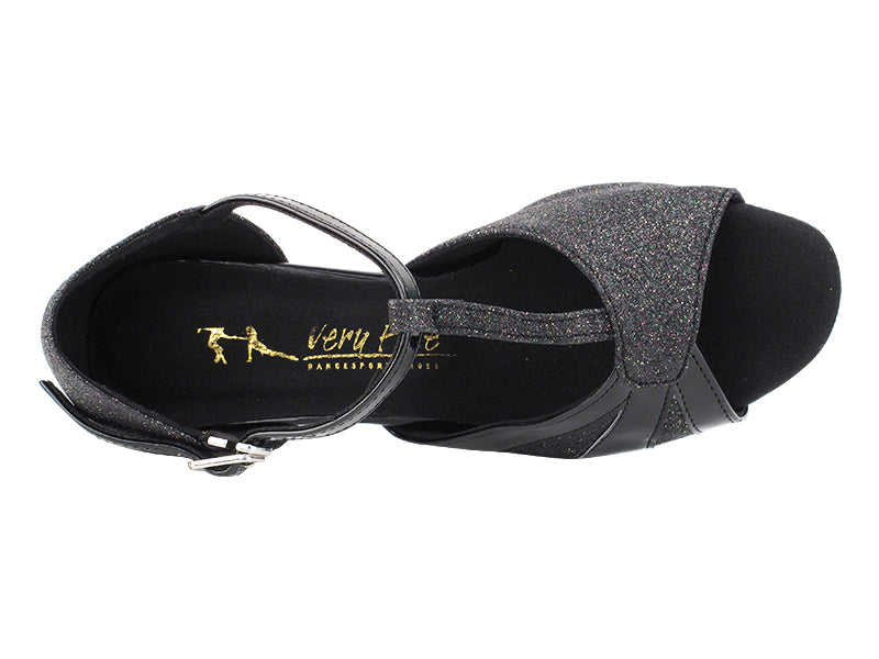 2901GLEDSS Black Glitter &amp; Black Patent with 1.5" heel in the photo