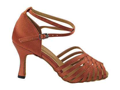 2912LEDSS Dark Tan Satin  3&quot; Heel (5059) in the photo