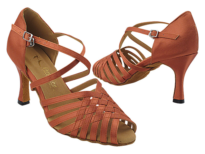 2912X Dark Tan Satin  3&quot; Heel (5059) in the photo