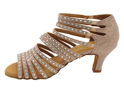 2934Bling Champagne Glitter Satin with 2.5" Heel (2899) in the photo