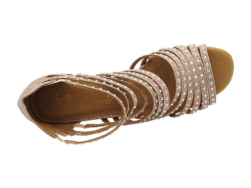 2934Bling Champagne Glitter Satin with 2.5" Heel (2899) in the photo