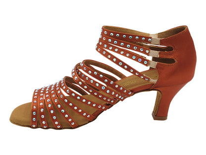2934Bling Dark Tan Satin with 2.5" Heel (2899) in the photo