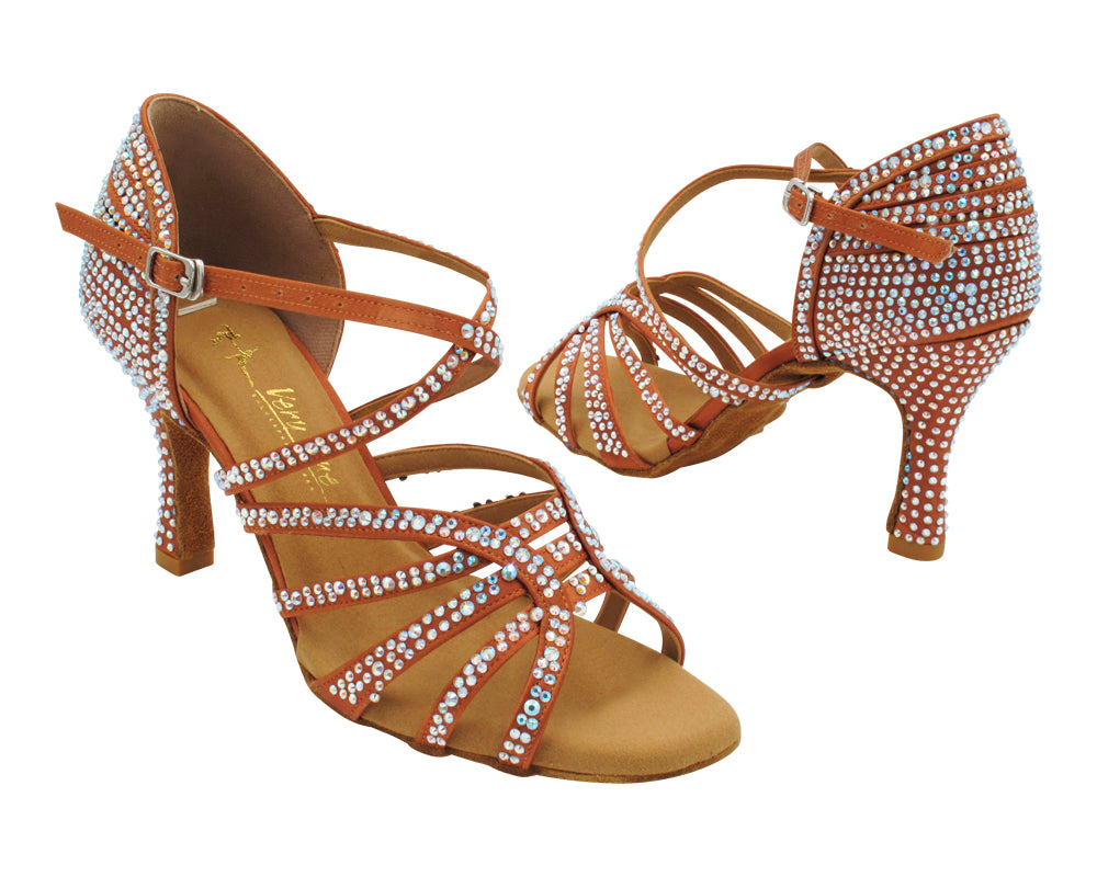 2935BlingTwo Dark Tan Satin with 3" Heel (5059) in the photo