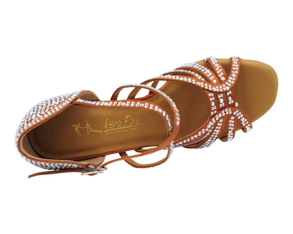 2935BlingTwo Dark Tan Satin with 3" Heel (5059) in the photo