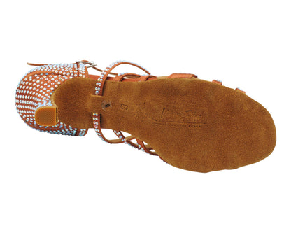 2935BlingTwo Dark Tan Satin with 3" Heel (5059) in the photo