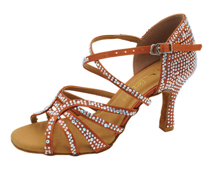 2935BlingTwo Dark Tan Satin with 3" Heel (5059) in the photo
