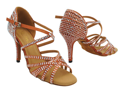 2937Bling Dark Tan Satin with 3.5" Stiletto Heel (575) in the photo