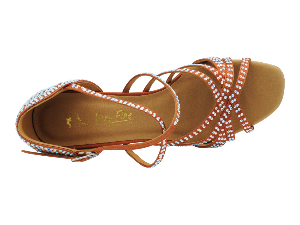 2937Bling Dark Tan Satin with 3.5" Stiletto Heel (575) in the photo