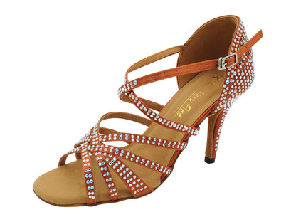 2937Bling Dark Tan Satin with 3.5" Stiletto Heel (575) in the photo