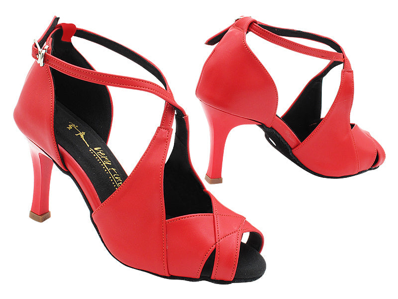 3030LEDSS Red Leather with 3 INCH SQUARE RED PLATED HEEL (6652) in the photo