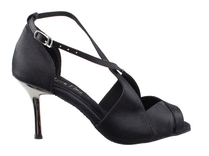 3030LEDSS Black Satin with 3&quot; slim heel in the photo