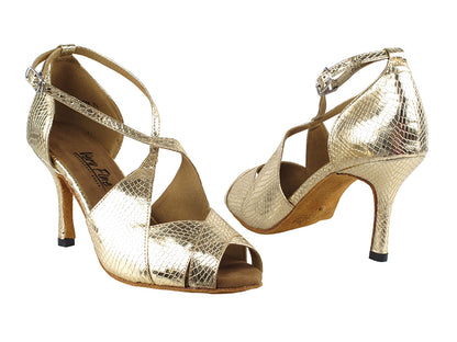 3030LEDSS Gold Snake with 3&quot; slim heel (6646) in the photo