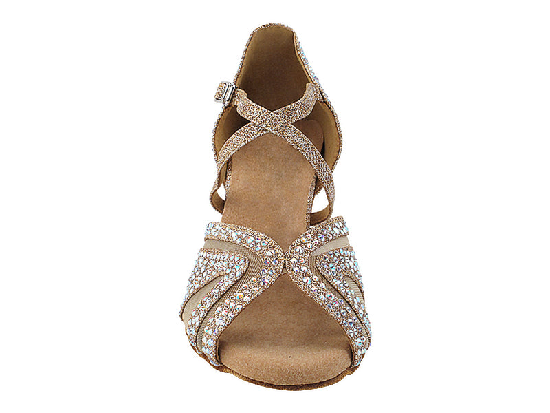 3036Bling Champagne Glitter Satin &amp; Mesh with 2.5&quot; Heel (2899) in the photo