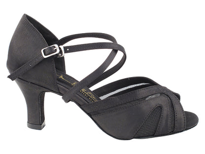 3036LEDSS Black Satin &amp; Black Mesh with 2.5&quot; Heel (2899) in the photo