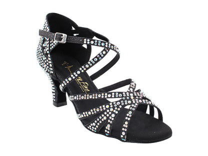 3037Bling Black Glitter Satin with 2.5&quot; Heel (2899) in the photo