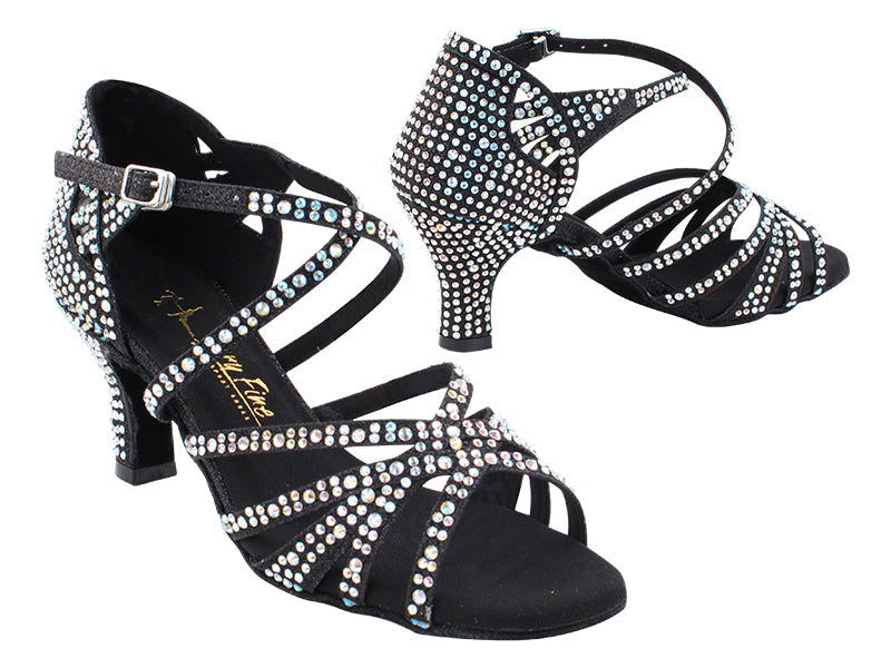 3037Bling Black Glitter Satin with 2.5&quot; Heel (2899) in the photo