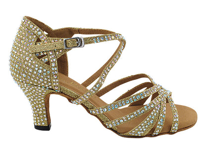 3037Bling Gold Glitter Satin with 2.5&quot; Heel (2899) in the photo