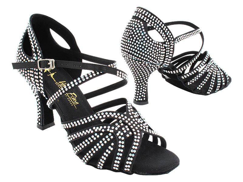 3038Bling Black Satin with 3&quot; Heel (6812) in the photo