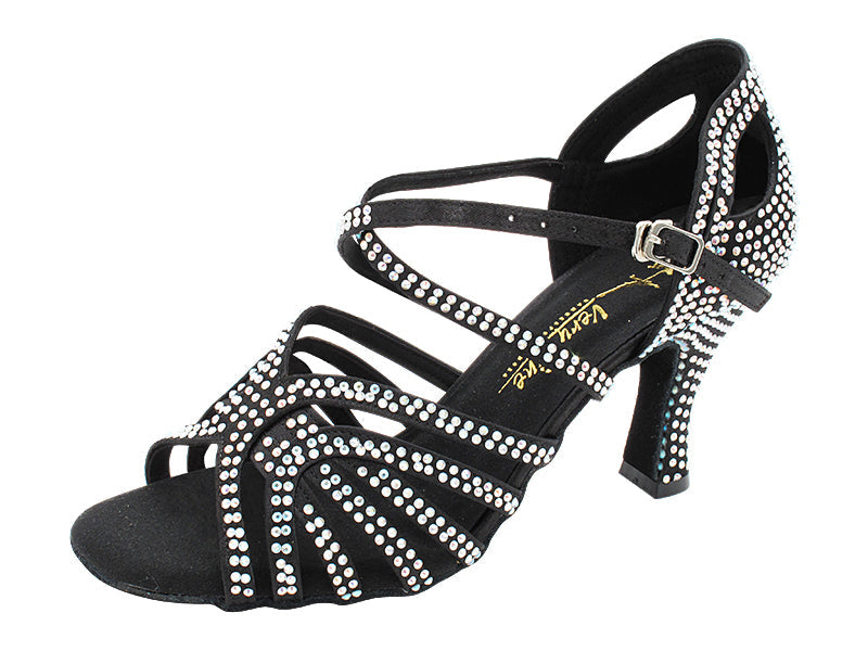 3038Bling Black Satin with 3" Heel (6812) in the photo