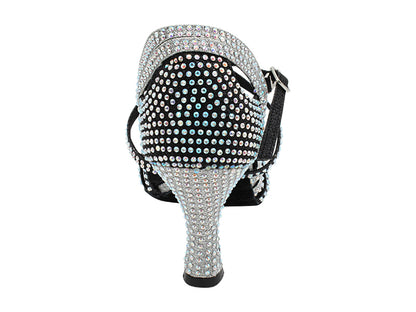 3038Bling Black &amp; Silver Glitter Satin with 3" Heel (6812) in the photo