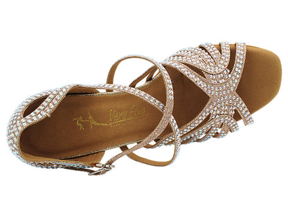 3038Bling Champagne Glitter Satin with 3" Heel (6812) in the photo