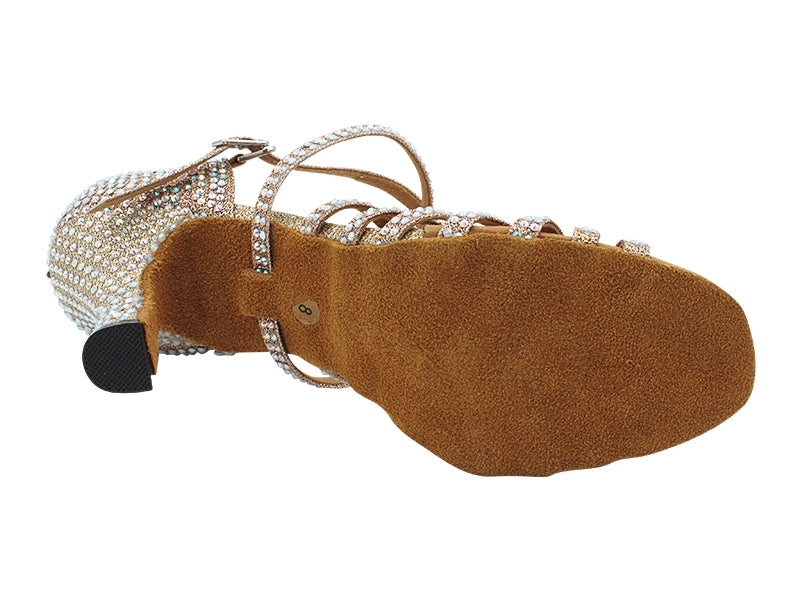 3038Bling Champagne Glitter Satin with 3" Heel (6812) in the photo