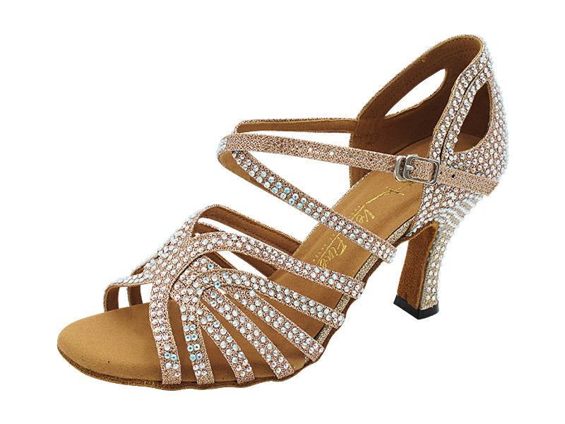 3038Bling Champagne Glitter Satin with 3" Heel (6812) in the photo
