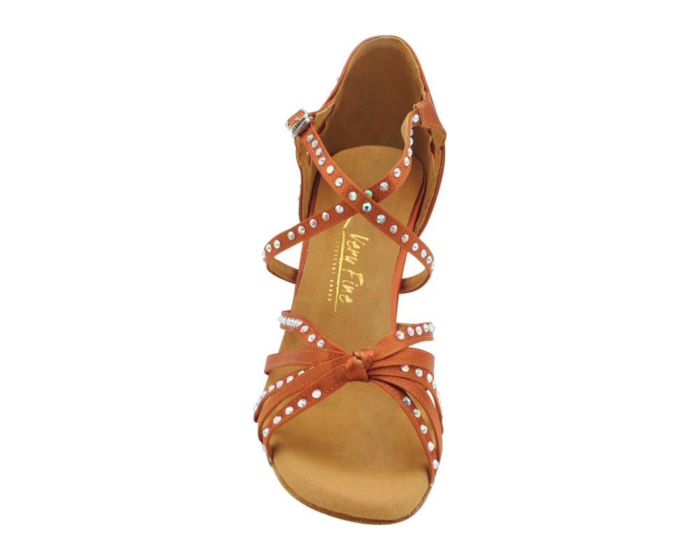 3039Bling Dark Tan Satin with 3" Slim Heel (6646) in the photo