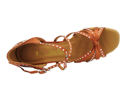 3039Bling Dark Tan Satin with 3" Slim Heel (6646) in the photo