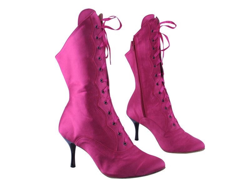 VFBoot 3301Boot 121 Rose Satin with Black Patent 3&quot; Slim Heel in the photo