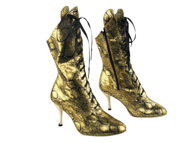 3301Boot 251 Gold Snake with Gold Leather 3" Slim Heel in the photo