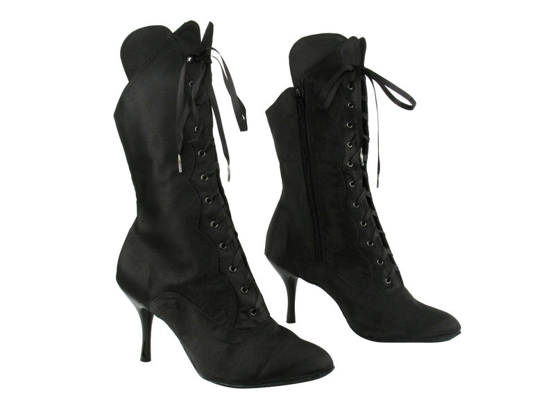 VFBoot 3301Boot Black Satin with Black Patent 3&quot; Slim Heel in the photo