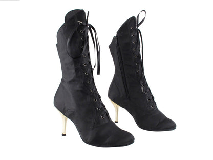 VFBoot 3301Boot Black Satin with Black Patent 3&quot; Slim Heel in the photo