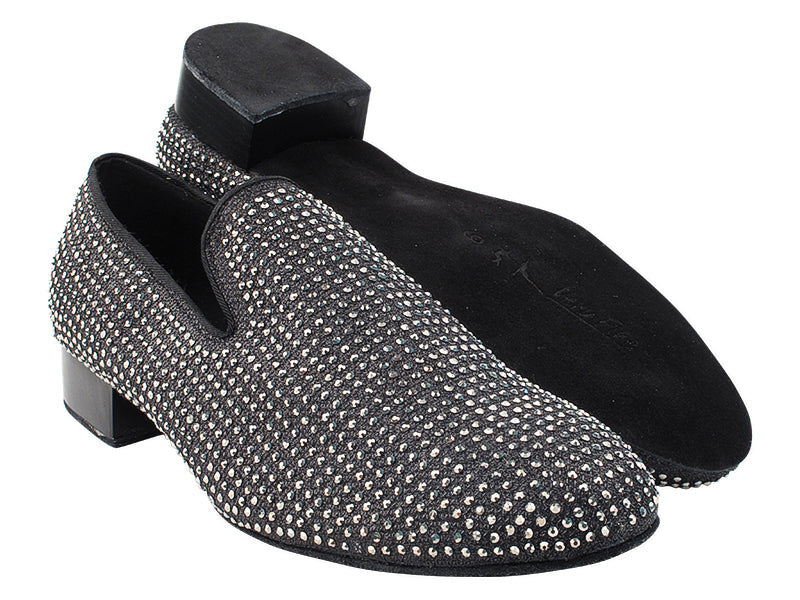 3526Bling Black Glitter Satin &amp; Black Diamond with Men 1&quot; Standard Heel (2002) in the photo